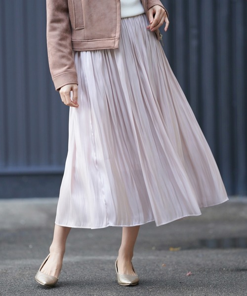 rps(アールピーエス)の「シャイニーサテンギャザースカート(スカート・レディース・アイボリー/ミント/ピンク/グレイッシュベージュ・M)」の7枚目の写真