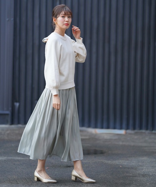 rps(アールピーエス)の「シャイニーサテンギャザースカート(スカート・レディース・アイボリー/ミント/ピンク/グレイッシュベージュ・M)」の10枚目の写真