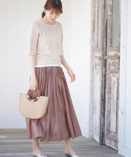 rps(アールピーエス)の「シャイニーサテンギャザースカート(スカート・レディース・アイボリー/ミント/ピンク/グレイッシュベージュ・M)」の20枚目の写真