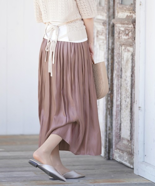 rps(アールピーエス)の「シャイニーサテンギャザースカート(スカート・レディース・アイボリー/ミント/ピンク/グレイッシュベージュ・M)」の21枚目の写真