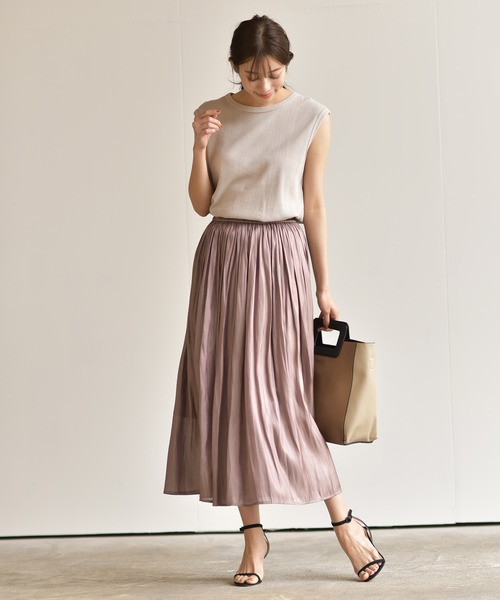 rps(アールピーエス)の「シャイニーサテンギャザースカート(スカート・レディース・アイボリー/ミント/ピンク/グレイッシュベージュ・M)」の16枚目の写真