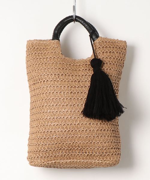 coca（coca）（コカ）の「タッセル付きペーパーバック（ハンドバッグ・レディース・ベージュ・ONE SIZE）」の5枚目の写真