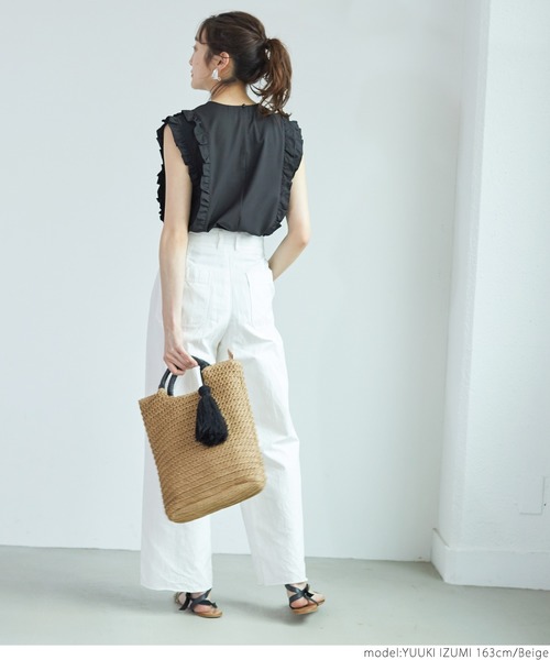 coca（coca）（コカ）の「タッセル付きペーパーバック（ハンドバッグ・レディース・ベージュ・ONE SIZE）」の10枚目の写真