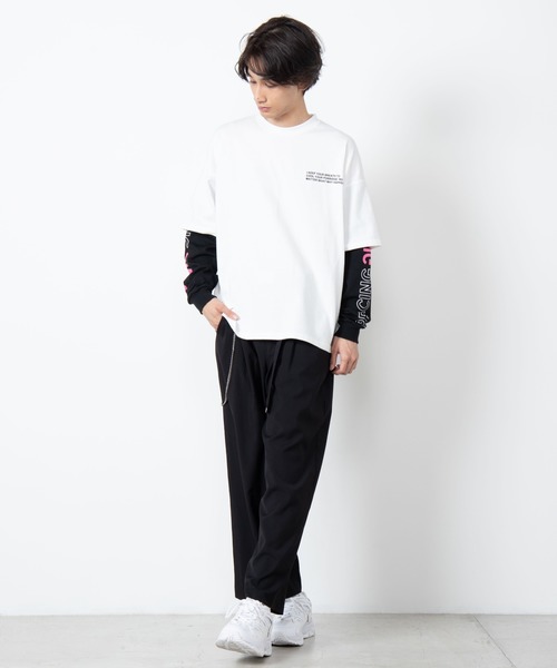 WEGO(ウィゴー)の「WEGO/ビッグシルエットレイヤードロゴロンT(Tシャツ/カットソー・メンズ・ホワイト/ブラック/グレー系その他・MEDIUM/LARGE)」の6枚目の写真
