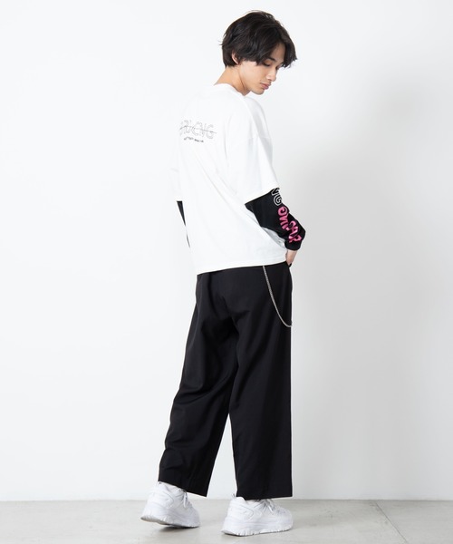 WEGO(ウィゴー)の「WEGO/ビッグシルエットレイヤードロゴロンT(Tシャツ/カットソー・メンズ・ホワイト/ブラック/グレー系その他・MEDIUM/LARGE)」の7枚目の写真