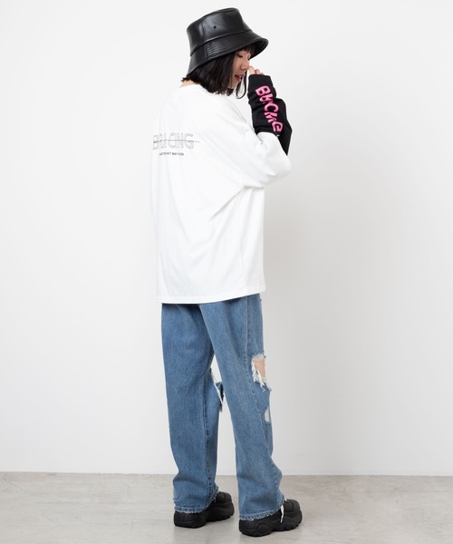 WEGO(ウィゴー)の「WEGO/ビッグシルエットレイヤードロゴロンT(Tシャツ/カットソー・メンズ・ホワイト/ブラック/グレー系その他・MEDIUM/LARGE)」の8枚目の写真