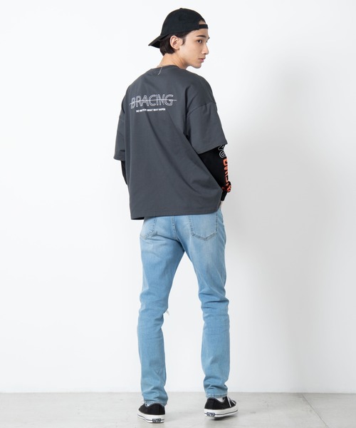 WEGO(ウィゴー)の「WEGO/ビッグシルエットレイヤードロゴロンT(Tシャツ/カットソー・メンズ・ホワイト/ブラック/グレー系その他・MEDIUM/LARGE)」の12枚目の写真