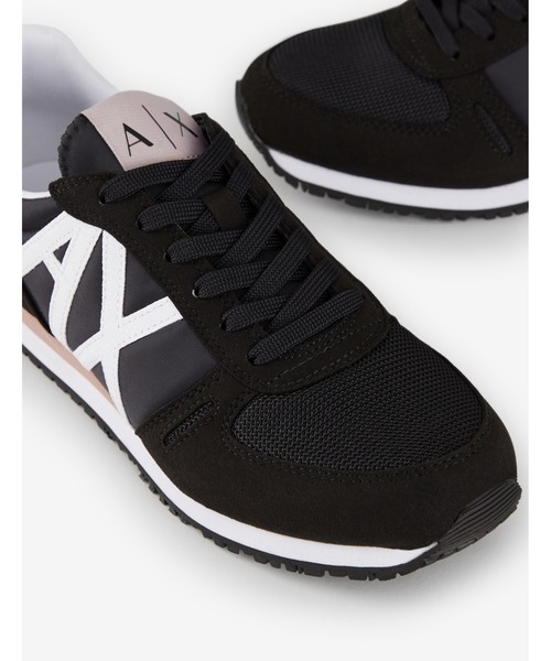 ARMANI EXCHANGE(アルマーニエクスチェンジ)の「【A|Xアルマーニ エクスチェンジ】AXロゴ レースアップナイロンスニーカー(スニーカー・レディース・ライトブルー/ホワイト×ホワイト/ブラック・36/38/37/39)」の14枚目の写真