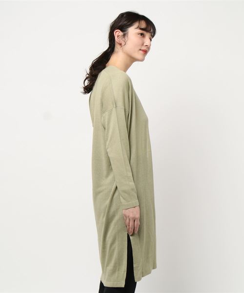 KOBE LETTUCE（コウベレタス）の「リネン混ハイゲージロングニットカーディガン（カーディガン/ボレロ・レディース・ベージュ/ネイビー/ミント/ベージュ系その他・FREE）」の8枚目の写真