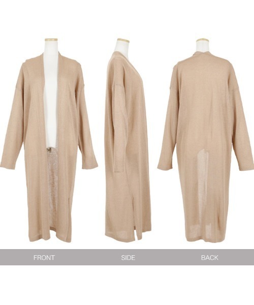 KOBE LETTUCE（コウベレタス）の「リネン混ハイゲージロングニットカーディガン（カーディガン/ボレロ・レディース・ベージュ/ネイビー/ミント/ベージュ系その他・FREE）」の12枚目の写真