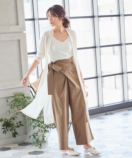 KOBE LETTUCE（コウベレタス）の「リネン混ハイゲージロングニットカーディガン（カーディガン/ボレロ・レディース・ベージュ/ネイビー/ミント/ベージュ系その他・FREE）」の11枚目の写真