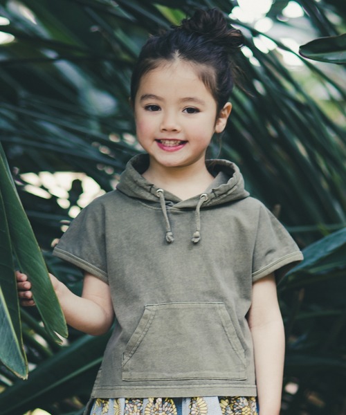 RADCHAP（ラッドチャップ）の「ピグメントフードフレンチスリーブTシャツ（Tシャツ/カットソー・キッズ・ピンク/カーキオリーブ・90cm/100cm/110cm/120cm/130cm/140cm/150cm）」の6枚目の写真