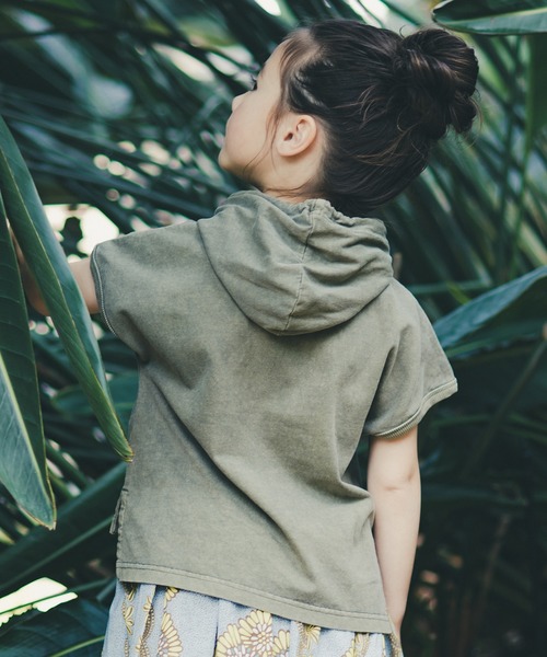 RADCHAP（ラッドチャップ）の「ピグメントフードフレンチスリーブTシャツ（Tシャツ/カットソー・キッズ・ピンク/カーキオリーブ・90cm/100cm/110cm/120cm/130cm/140cm/150cm）」の7枚目の写真