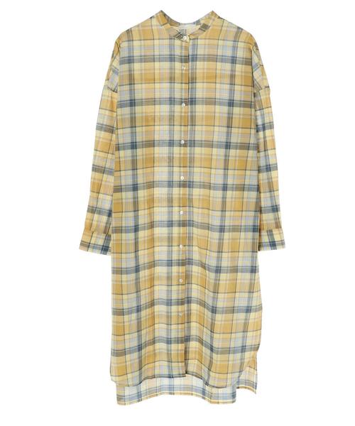 earth music&ecology（アースミュージックアンドエコロジー）の「60ローンシャツワンピース ＊（ワンピース・レディース・ベージュ/ネイビー/ブラウン/グレー/レッド/イエロー・FREE）」の9枚目の写真