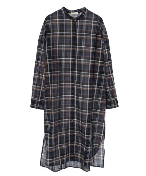 earth music&ecology（アースミュージックアンドエコロジー）の「60ローンシャツワンピース ＊（ワンピース・レディース・ベージュ/ネイビー/ブラウン/グレー/レッド/イエロー・FREE）」の8枚目の写真