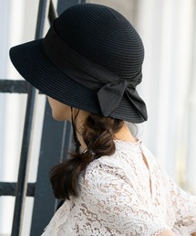QUEENHEAD（クイーンヘッド）の「紐付き りぼんバケットストローハット（ハット）」