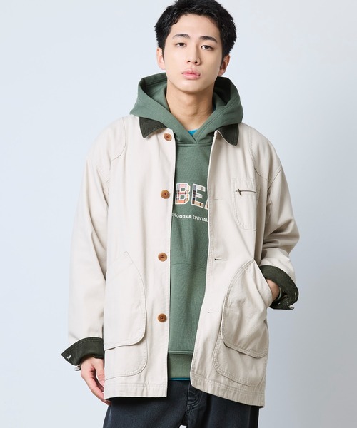 美品　LLBean フィールドコート　サンドベージュ×ブラウン　カバーオール L.L.Bean（エルエルビーン） カバーオール オリジナル・フィールド