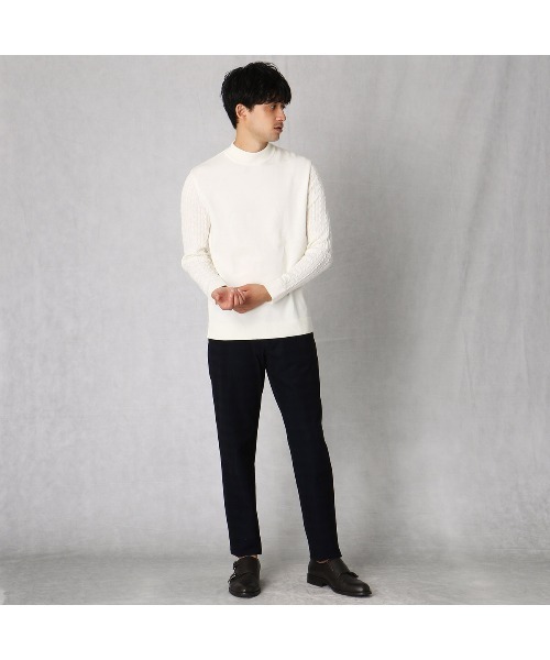 COMME CA MEN(コムサメン)の「モックネックケーブルスリーブセーター(ニット/セーター・メンズ・キャメル/ホワイト/サックスブルー・LARGE/MEDIUM)」の9枚目の写真