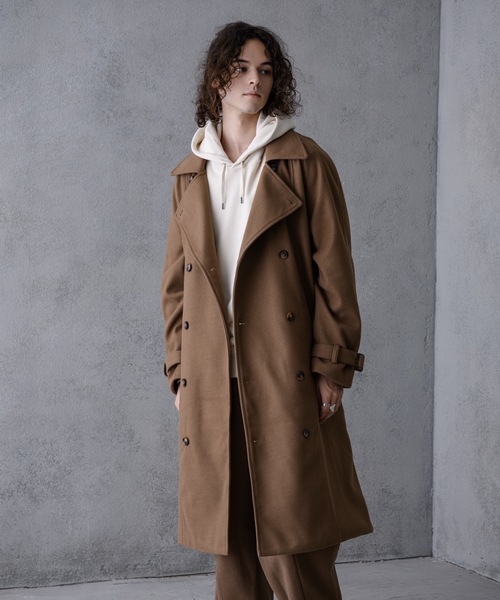 UNIIT(ユニット)の「【UNIIT】トレンチコート ビッグラペルテーラードコート セットアップ対応商品(トレンチコート・メンズ・ベージュ/ブラウン・LARGE/MEDIUM)」の1枚目の写真