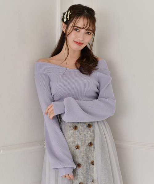 MIIA（ミーア）の「[ZOZO限定カラー]4WAY長袖リブニット（ニット/セーター・レディース・ブラック/ベージュ/パープル/オフホワイト/オレンジ/ブルー/グリーン・FREE）」の2枚目の写真