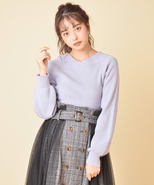 MIIA（ミーア）の「[ZOZO限定カラー]4WAY長袖リブニット（ニット/セーター・レディース・ブラック/ベージュ/パープル/オフホワイト/オレンジ/ブルー/グリーン・FREE）」の14枚目の写真