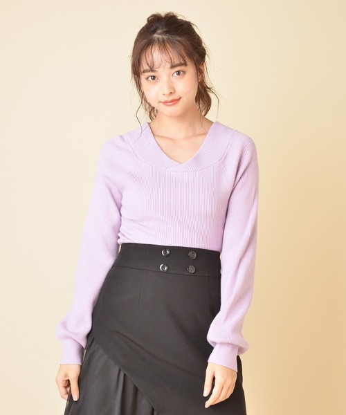 MIIA（ミーア）の「[ZOZO限定カラー]4WAY長袖リブニット（ニット/セーター・レディース・ブラック/ベージュ/パープル/オフホワイト/オレンジ/ブルー/グリーン・FREE）」の18枚目の写真