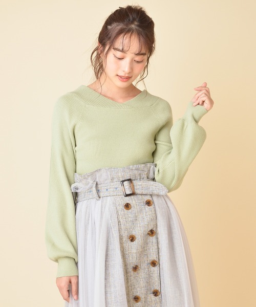 MIIA（ミーア）の「[ZOZO限定カラー]4WAY長袖リブニット（ニット/セーター・レディース・ブラック/ベージュ/パープル/オフホワイト/オレンジ/ブルー/グリーン・FREE）」の17枚目の写真