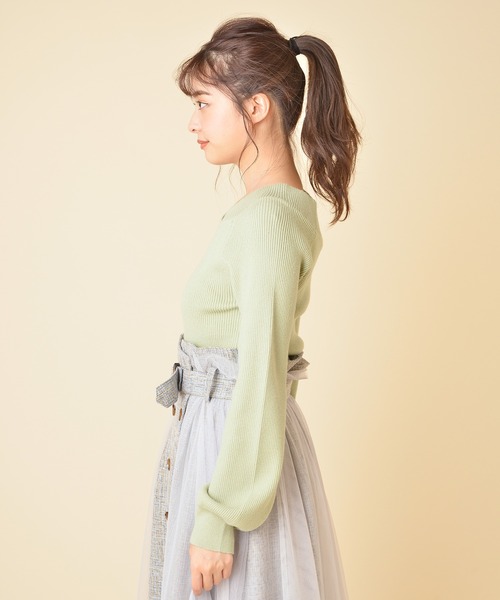 MIIA（ミーア）の「[ZOZO限定カラー]4WAY長袖リブニット（ニット/セーター・レディース・ブラック/ベージュ/パープル/オフホワイト/オレンジ/ブルー/グリーン・FREE）」の15枚目の写真