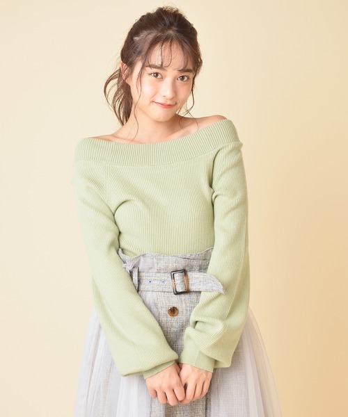 MIIA（ミーア）の「[ZOZO限定カラー]4WAY長袖リブニット（ニット/セーター・レディース・ブラック/ベージュ/パープル/オフホワイト/オレンジ/ブルー/グリーン・FREE）」の12枚目の写真