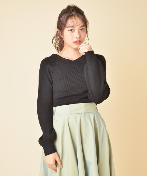 MIIA（ミーア）の「[ZOZO限定カラー]4WAY長袖リブニット（ニット/セーター・レディース・ブラック/ベージュ/パープル/オフホワイト/オレンジ/ブルー/グリーン・FREE）」の16枚目の写真