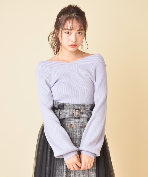 MIIA（ミーア）の「[ZOZO限定カラー]4WAY長袖リブニット（ニット/セーター・レディース・ブラック/ベージュ/パープル/オフホワイト/オレンジ/ブルー/グリーン・FREE）」の19枚目の写真