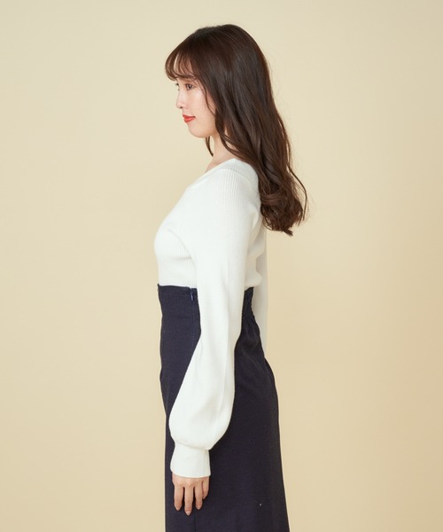 MIIA（ミーア）の「[ZOZO限定カラー]4WAY長袖リブニット（ニット/セーター・レディース・ブラック/ベージュ/パープル/オフホワイト/オレンジ/ブルー/グリーン・FREE）」の22枚目の写真