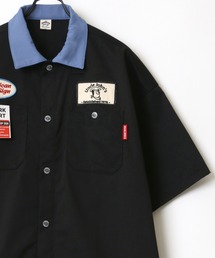 AMERICAN SHOP SIGN/アメリカンショップサイン Uncle John's ワッペン クレリック ストライプ ワークシャツ
