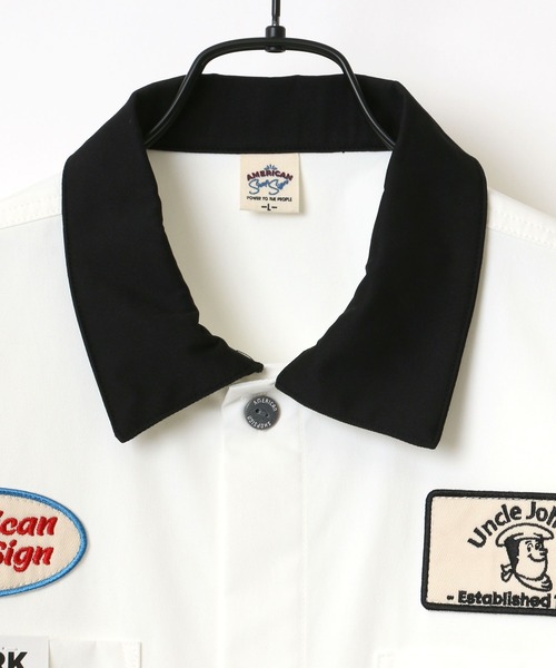 AMERICAN SHOP SIGN（アメリカンショップサイン）の「AMERICAN SHOP SIGN/アメリカンショップサイン Uncle John's ワッペン クレリック ストライプ ワークシャツ（シャツ/ブラウス・メンズ・オフホワイト/サックスブルー/ブラック系その他/ホワイト系その他/チャコール・LL/M/L）」の12枚目の写真