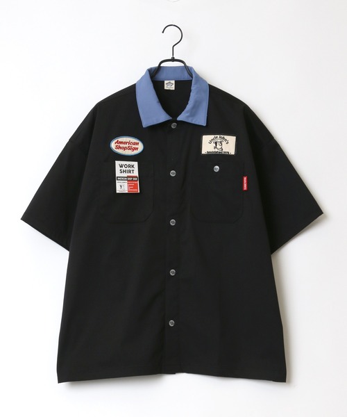 AMERICAN SHOP SIGN（アメリカンショップサイン）の「AMERICAN SHOP SIGN/アメリカンショップサイン Uncle John's ワッペン クレリック ストライプ ワークシャツ（シャツ/ブラウス・メンズ・オフホワイト/サックスブルー/ブラック系その他/ホワイト系その他/チャコール・LL/M/L）」の9枚目の写真
