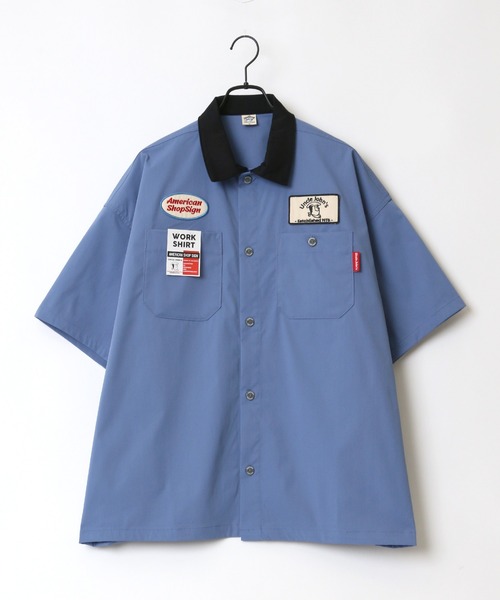 AMERICAN SHOP SIGN（アメリカンショップサイン）の「AMERICAN SHOP SIGN/アメリカンショップサイン Uncle John's ワッペン クレリック ストライプ ワークシャツ（シャツ/ブラウス・メンズ・オフホワイト/サックスブルー/ブラック系その他/ホワイト系その他/チャコール・LL/M/L）」の10枚目の写真