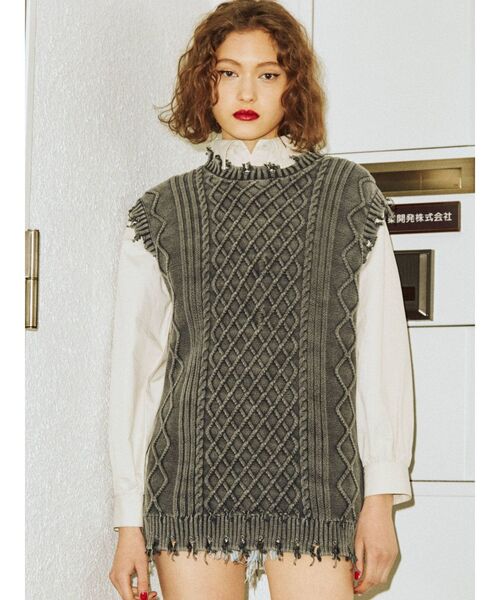 jouetie（ジュエティ）の「ベストレイヤードシャツセット（シャツ/ブラウス・レディース・オレンジ/ネイビー/オフホワイト/グリーン・MEDIUM）」の20枚目の写真