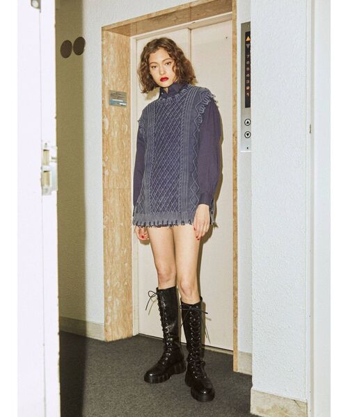 jouetie（ジュエティ）の「ベストレイヤードシャツセット（シャツ/ブラウス・レディース・オレンジ/ネイビー/オフホワイト/グリーン・MEDIUM）」の21枚目の写真