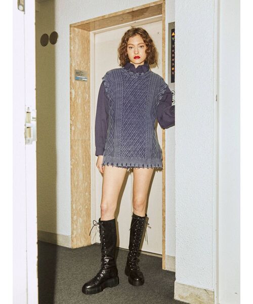 jouetie（ジュエティ）の「ベストレイヤードシャツセット（シャツ/ブラウス・レディース・オレンジ/ネイビー/オフホワイト/グリーン・MEDIUM）」の13枚目の写真