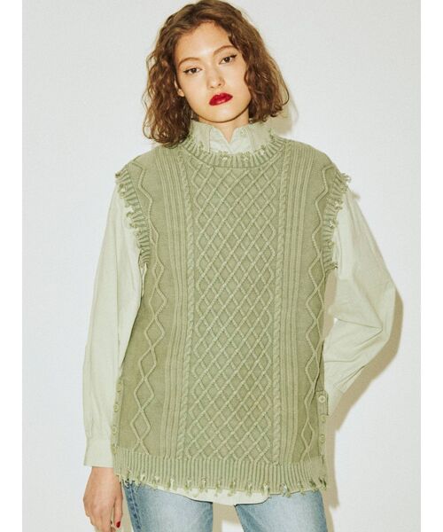 jouetie（ジュエティ）の「ベストレイヤードシャツセット（シャツ/ブラウス・レディース・オレンジ/ネイビー/オフホワイト/グリーン・MEDIUM）」の9枚目の写真