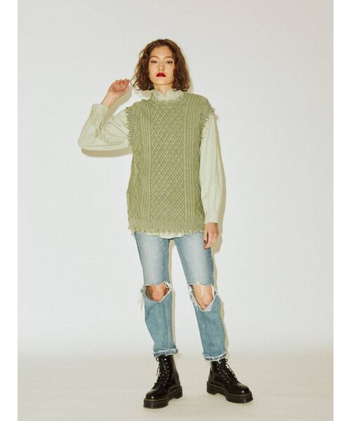 jouetie（ジュエティ）の「ベストレイヤードシャツセット（シャツ/ブラウス・レディース・オレンジ/ネイビー/オフホワイト/グリーン・MEDIUM）」の11枚目の写真