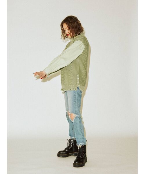 jouetie（ジュエティ）の「ベストレイヤードシャツセット（シャツ/ブラウス・レディース・オレンジ/ネイビー/オフホワイト/グリーン・MEDIUM）」の8枚目の写真