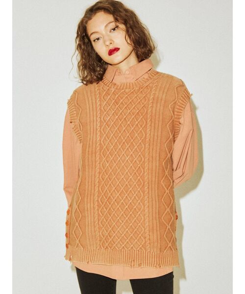 jouetie（ジュエティ）の「ベストレイヤードシャツセット（シャツ/ブラウス・レディース・オレンジ/ネイビー/オフホワイト/グリーン・MEDIUM）」の22枚目の写真