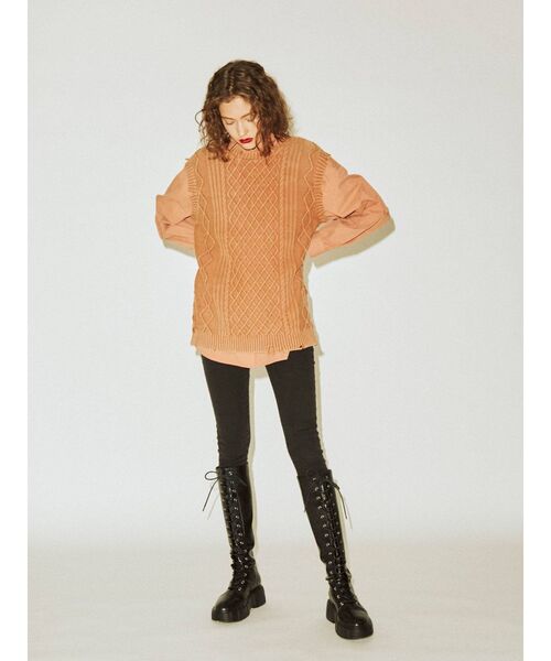 jouetie（ジュエティ）の「ベストレイヤードシャツセット（シャツ/ブラウス・レディース・オレンジ/ネイビー/オフホワイト/グリーン・MEDIUM）」の14枚目の写真