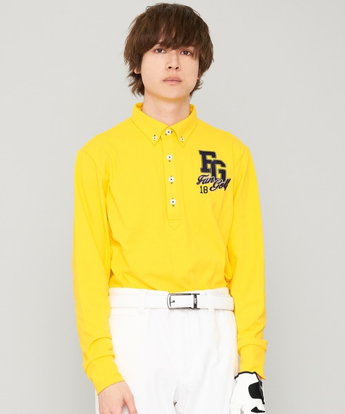 【FILA GOLF/フィラゴルフ】スムース起毛 長袖ポロシャツ/刺繍ロゴ