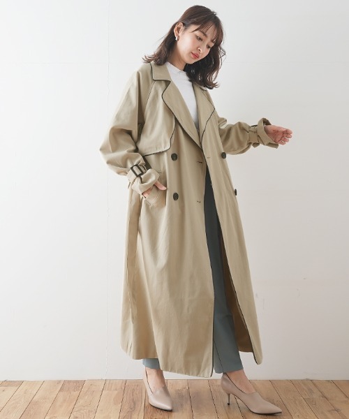 Futier land（フューティアランド）の「ワイドパイピングトレンチコート（トレンチコート・レディース・ベージュ/イエロー/ライトベージュ・FREE）」の16枚目の写真