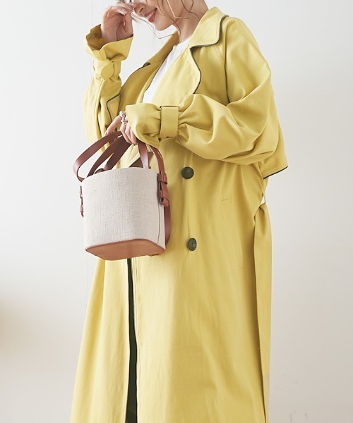 Futier land（フューティアランド）の「ワイドパイピングトレンチコート（トレンチコート・レディース・ベージュ/イエロー/ライトベージュ・FREE）」の5枚目の写真