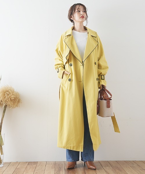 Futier land（フューティアランド）の「ワイドパイピングトレンチコート（トレンチコート・レディース・ベージュ/イエロー/ライトベージュ・FREE）」の18枚目の写真