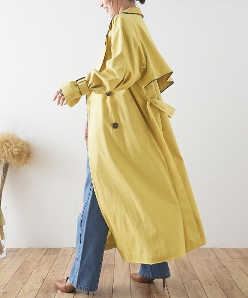 Futier land（フューティアランド）の「ワイドパイピングトレンチコート（トレンチコート・レディース・ベージュ/イエロー/ライトベージュ・FREE）」の6枚目の写真