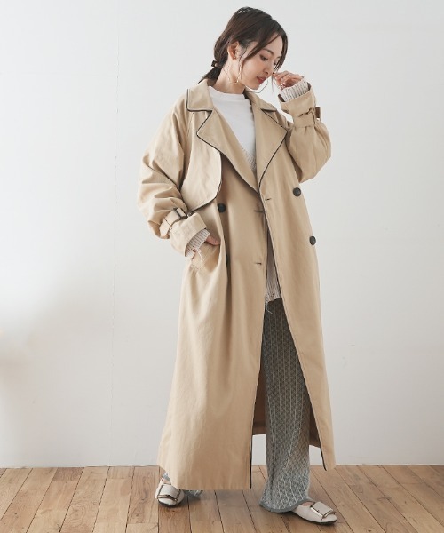 Futier land（フューティアランド）の「ワイドパイピングトレンチコート（トレンチコート・レディース・ベージュ/イエロー/ライトベージュ・FREE）」の19枚目の写真